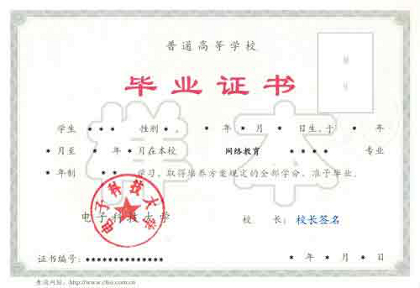 網(wǎng)絡(luò)高等證書教育畢業(yè)證書樣本